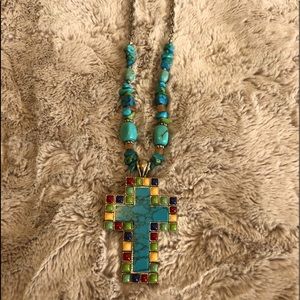 Turquoise cross necklace